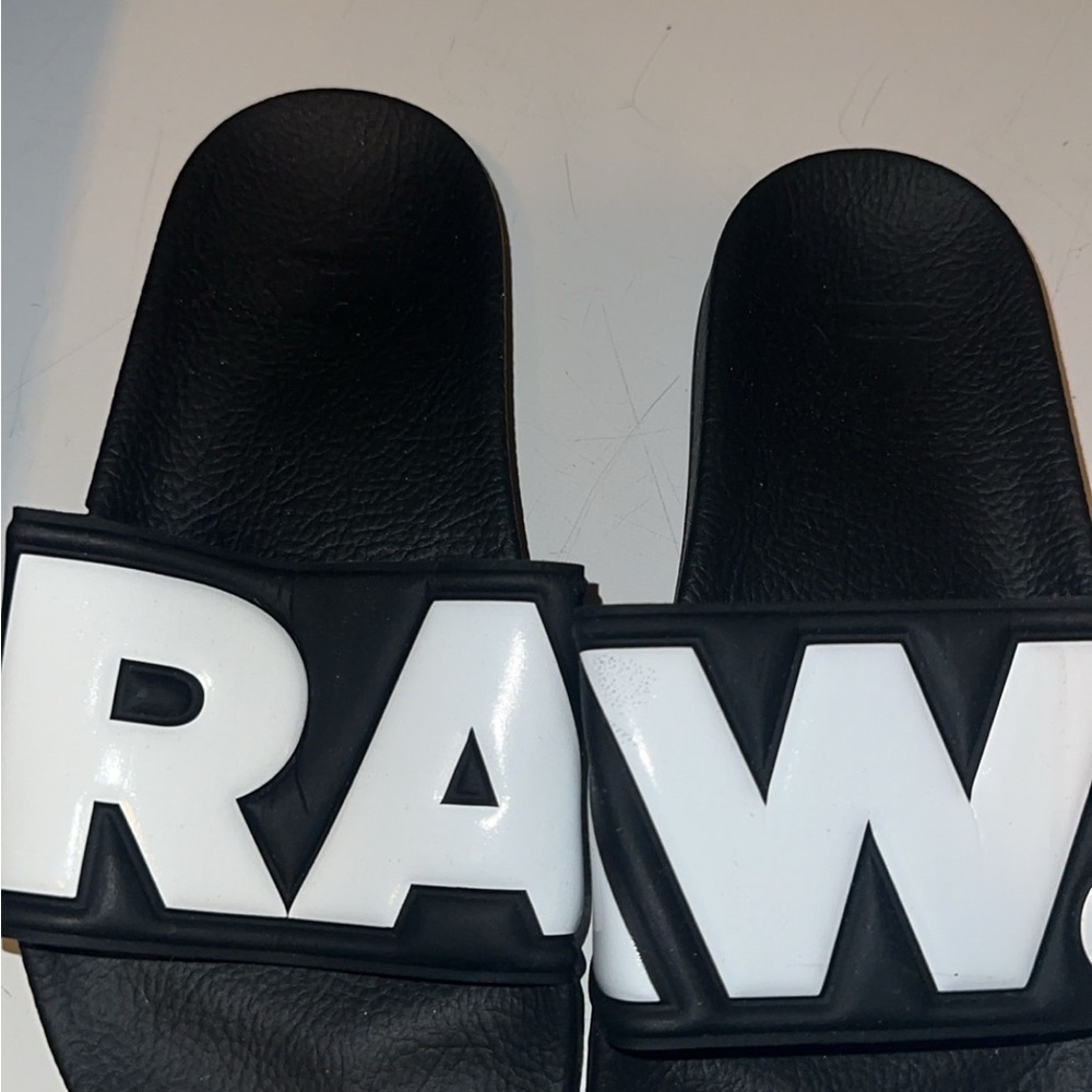 G-Star Black and White Slide Sandals